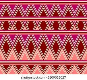Seamless pattern of traditional fabrics used in weaving, printed silk scarfs, headbands, sarongs, sari, batik, border illustrations.