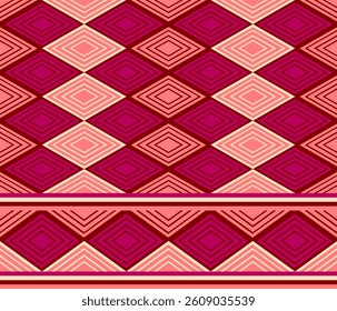 Seamless pattern of traditional fabrics used in weaving, printed silk scarfs, headbands, sarongs, sari, batik, border illustrations.