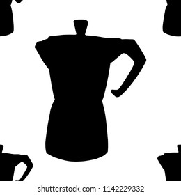 seamless pattern with traditional italian geyser coffee moka maker pot vector illustration isolated on white background