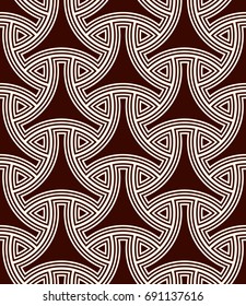 Seamless pattern with traditional japanese ornament. Three pronged blocks tessellation. Repeated interlocking figures. Bishamon armor motif. Sashiko embroidery. Vector abstract background