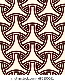Seamless pattern with traditional japanese ornament. Three pronged blocks tessellation. Repeated interlocking figures. Bishamon armor motif. Sashiko embroidery. Vector abstract background