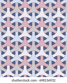 Seamless pattern with traditional japanese ornament. Three pronged blocks tessellation. Repeated interlocking figures. Bishamon armor motif. Sashiko embroidery. Vector abstract background