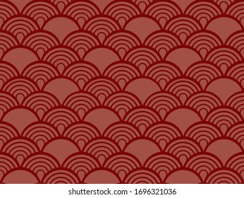 Seamless pattern of traditional Japanese "sea wave" pattern. Ornament with arcs. Scale. Design for cards, fabrics, Wallpapers and backgrounds.