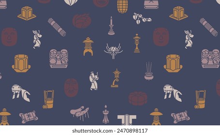 
Seamless pattern of traditional Japanese summer festivals