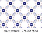 Seamless Pattern With Traditional Mexican Talavera Tiles. Vector Background With Geometric Ornaments. 