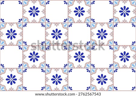 Seamless Pattern With Traditional Mexican Talavera Tiles. Vector Background With Geometric Ornaments. 