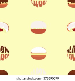 seamless pattern with traditional polish doughnut paczki