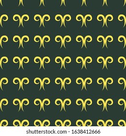 Seamless pattern of traditional shape in yellow on top of green background
