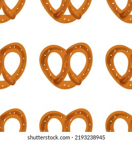 Seamless pattern with traditional snack pretzel on white background