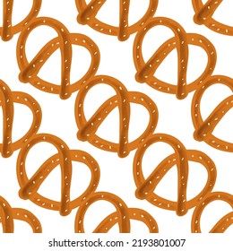 Nahtloses Muster mit traditioneller Snack-Brezel-Illustration auf weißem Hintergrund