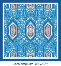  Seamless pattern traditional style. Portuguese tiles, mosaics, ceramics. Ethnic paisley ornament. Design for wallpaper, pattern fills, web page background,surface textures, fabric, stock vector