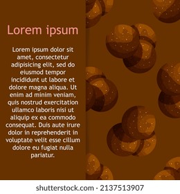Seamless pattern from traditional Swedish sweets chokladboll. Vector cartoon background.