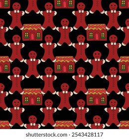 Seamless pattern with traditional wintertime holidays motifs. 