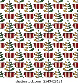 Seamless pattern with traditional wintertime holidays motifs. 