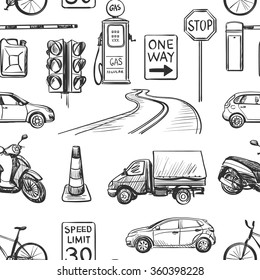 Seamless pattern of Traffic Laws icons