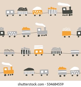 Seamless pattern with trains