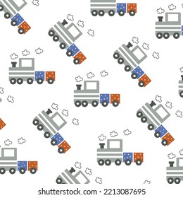 Seamless pattern with trains perfect for wrapping paper