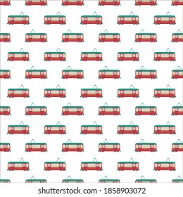 seamless pattern with a tram on a transparent background