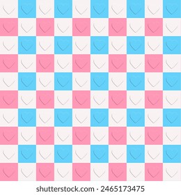 Seamless pattern in transgender concept.Pride month.Colorful heart repeat pattern.Graphic vector background.