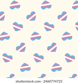 Nahtloses Muster Transgender Flagge Herz. Konzept des Pride Month.