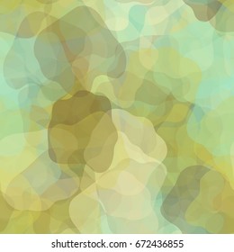 Seamless pattern. Translucent patches are located in the mess. Fashionable camouflage. Khaki, blue-green, beige.