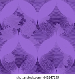 Seamless pattern. Transparent balls in the foreground. The camouflage pattern in the background. Violet tones.