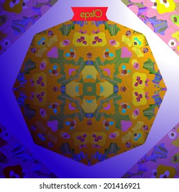 Seamless pattern from transparent  circular ornament with eshsholtsiya California and floral motifs on a gradient background.