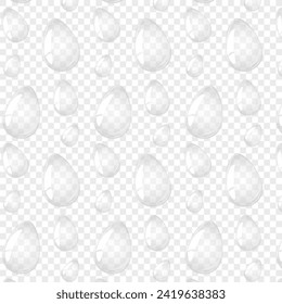 Seamless pattern transparent glass eggs. For postcard, card, invitation, poster, banner template lettering typography. Vector illustration.