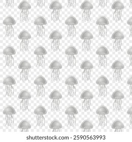 Seamless pattern transparent jellyfish. Flat style. For T-shirt and apparel designs, branding and logos, posters and wall art, book and album covers.