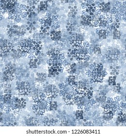 Seamless pattern. Transparent snowflakes on the background of snow camouflage.