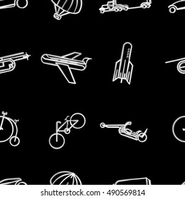 Seamless pattern with transport icons
