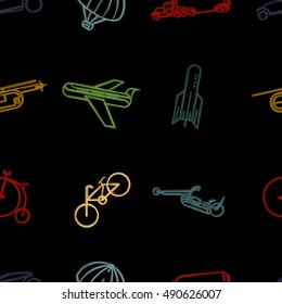 Seamless pattern with transport icons