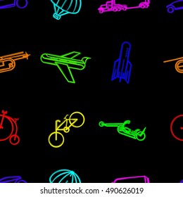 Seamless pattern with transport icons