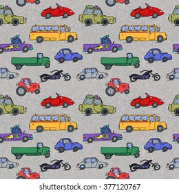 Seamless pattern Transport Sketch Set, vector illustration, EPS 10