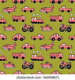 Seamless pattern with transportation concept
