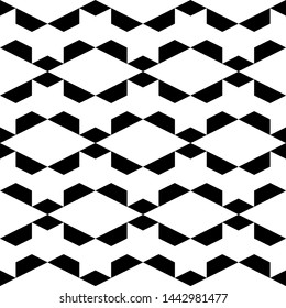 Seamless pattern. Trapeziums, rhombuses ornament. Geometrical backdrop. Polygons motif. Geometric figures wallpaper. Abstract background. Digital paper, textile print, web design. Vector artwork.