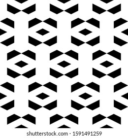 Seamless pattern. Trapeziums, rhombuses ornament. Geometric figures wallpaper. Abstract background. Polygons motif. Geometrical backdrop. Digital paper, textile print, web design. Vector artwork.