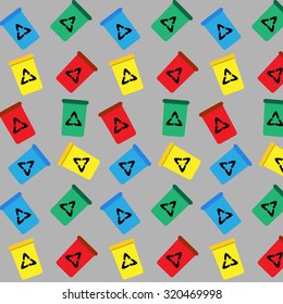 Seamless pattern trash bin. Garbage can, design vector background illustration