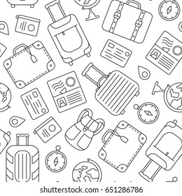 Seamless Pattern Travel Or Business Trip. Vector Illustration.