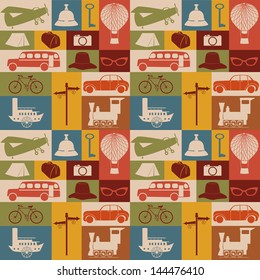 Seamless pattern of travel icons.