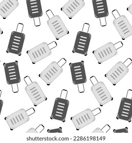 Seamless pattern of a travel suitcase in grayscale. World tourism day. International customs day