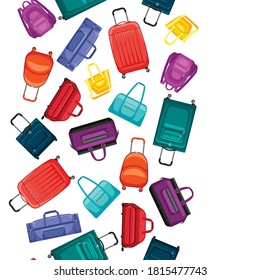 Seamless pattern with travel suitcases and bags. Background for tourism and shops.