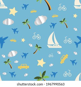 Seamless pattern of travel and summer.