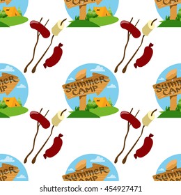 Seamless pattern travel theme. Vacation, travel, mountain climbing, active sport, hobby design surface.