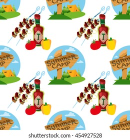 Seamless pattern travel theme. Vacation, travel, mountain climbing, active sport, hobby design surface.