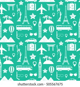 Seamless pattern. Travel and tourism concept. Vector illustration