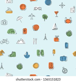 seamless pattern with traveling icons
