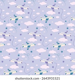seamless pattern with traveling, summer vacations concept. Holiday season style.