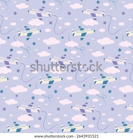 seamless pattern with traveling, summer vacations concept. Holiday season style.