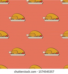 seamless pattern with tray hot turkey,vector illustration